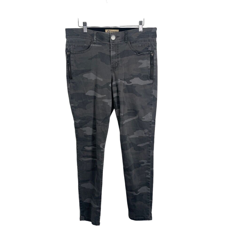 Democracy "Ab" Solution Grey Camo Skinny Pants Mid Rise Stretch Boho Womens 12